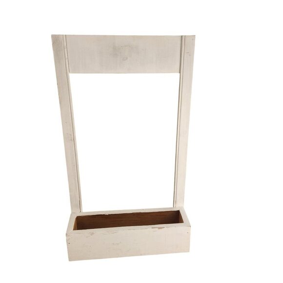 White Wooden Wall-Mounted Planter Frame With Rectangular Box For Indoor/Outdoor - Picture 14 of 14